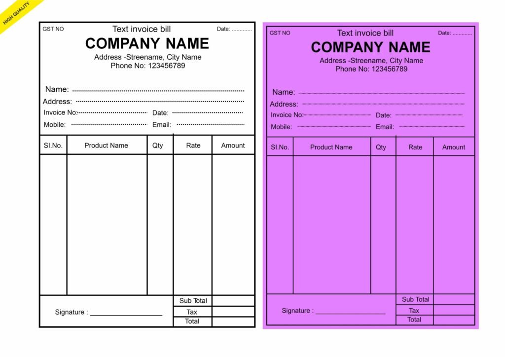 bill book high quality with font cdr file 2025