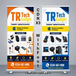 Gadet shop stand banner design cdr file